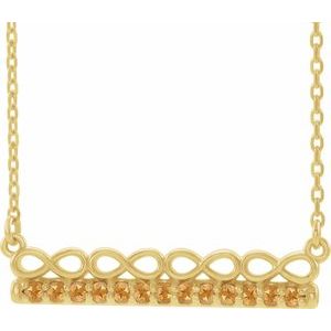 14K Yellow Natural Citrine Infinity-Inspired Bar 16" Necklace