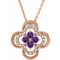 14K Rose Natural Amethyst & .08 CTW Natural Diamond Clover 18