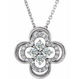 Platinum 1/3 CTW Natural Diamond Clover 18" Necklace