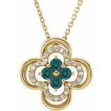 14K Yellow Natural Alexandrite & .08 CTW Natural Diamond Clover 18" Necklace
