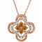 14K Rose Natural Citrine & .08 CTW Natural Diamond Clover 18