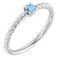 14K White 3 mm Natural Aquamarine Solitaire Rope Ring