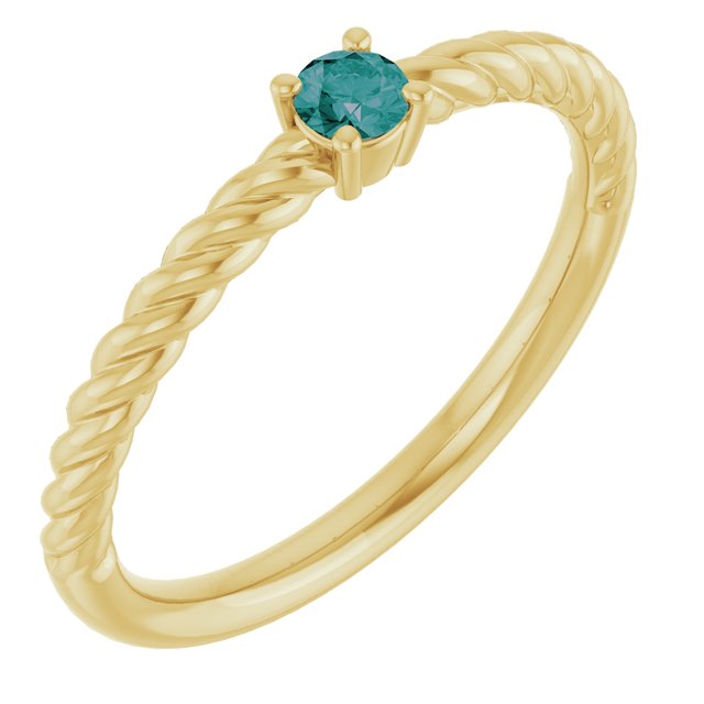 14K Yellow 3 mm Natural Alexandrite Solitaire Rope Ring