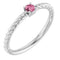Platinum 3 mm Natural Pink Tourmaline Solitaire Rope Ring