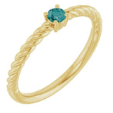 14K Yellow 3 mm Lab-Grown Alexandrite Solitaire Rope Ring