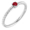 Sterling Silver 3 mm Natural Ruby Solitaire Rope Ring