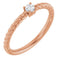 14K Rose 3 mm Natural White Sapphire Solitaire Rope Ring