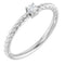 14K White 3 mm Natural White Sapphire Solitaire Rope Ring