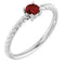 14K White 4 mm Natural Mozambique Garnet Solitaire Rope Ring