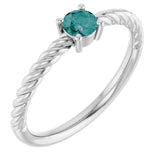 Platinum 4 mm Lab-Grown Alexandrite Solitaire Rope Ring