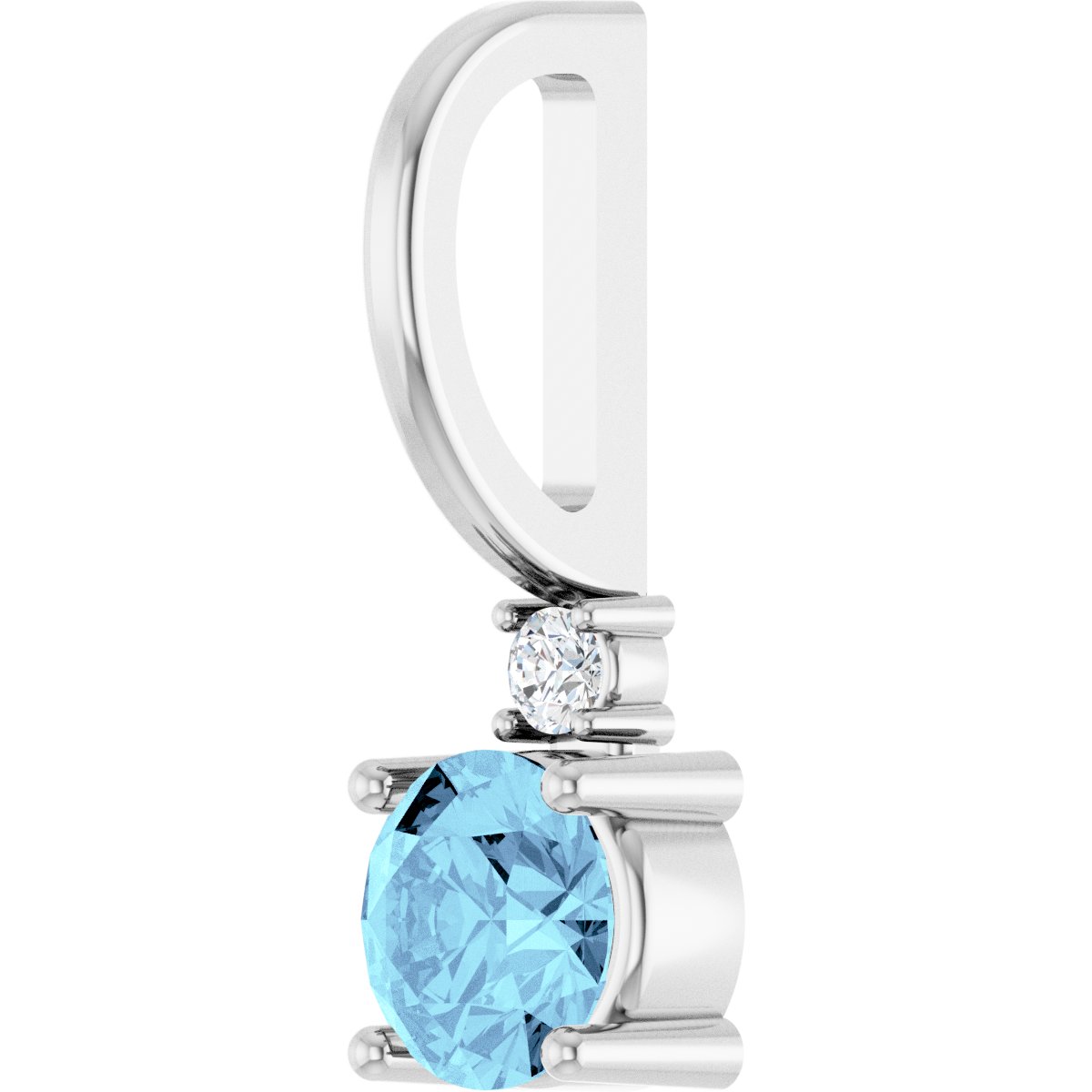 Platinum Natural Aquamarine & .015 CT Natural Diamond Charm/Pendant