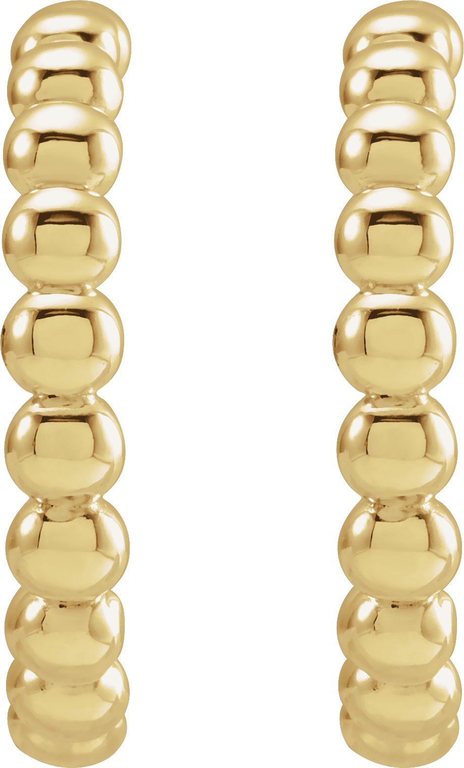 14K Yellow Gold Beaded 17 mm Hoop Earrings