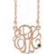 14K Rose Gold-Plated Sterling Silver 30 mm 3-Initials Imitation Alexandrite Script Monogram 18