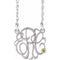 14K White 25 mm 3-Initials Imitation Peridot Script Monogram 18