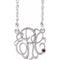 14K White 25 mm 3-Initials Imitation Mozambique Garnet Script Monogram 18