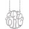10K White 20 mm 3-Initials Imitation Blue Zircon Script Monogram 18