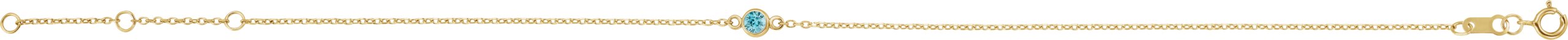 14K Yellow Gold Natural Blue Zircon Bezel-Set Solitaire 6 1/2-7 1/2" Bracelet