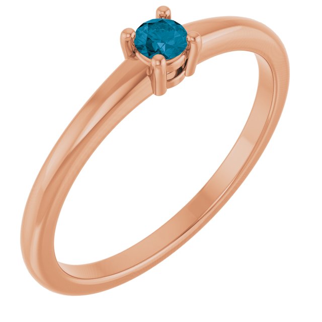 14K Rose Natural London Blue Topaz Ring