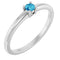 14K White Natural Blue Zircon Ring
