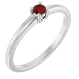 14K White Natural Garnet Mozambique Ring