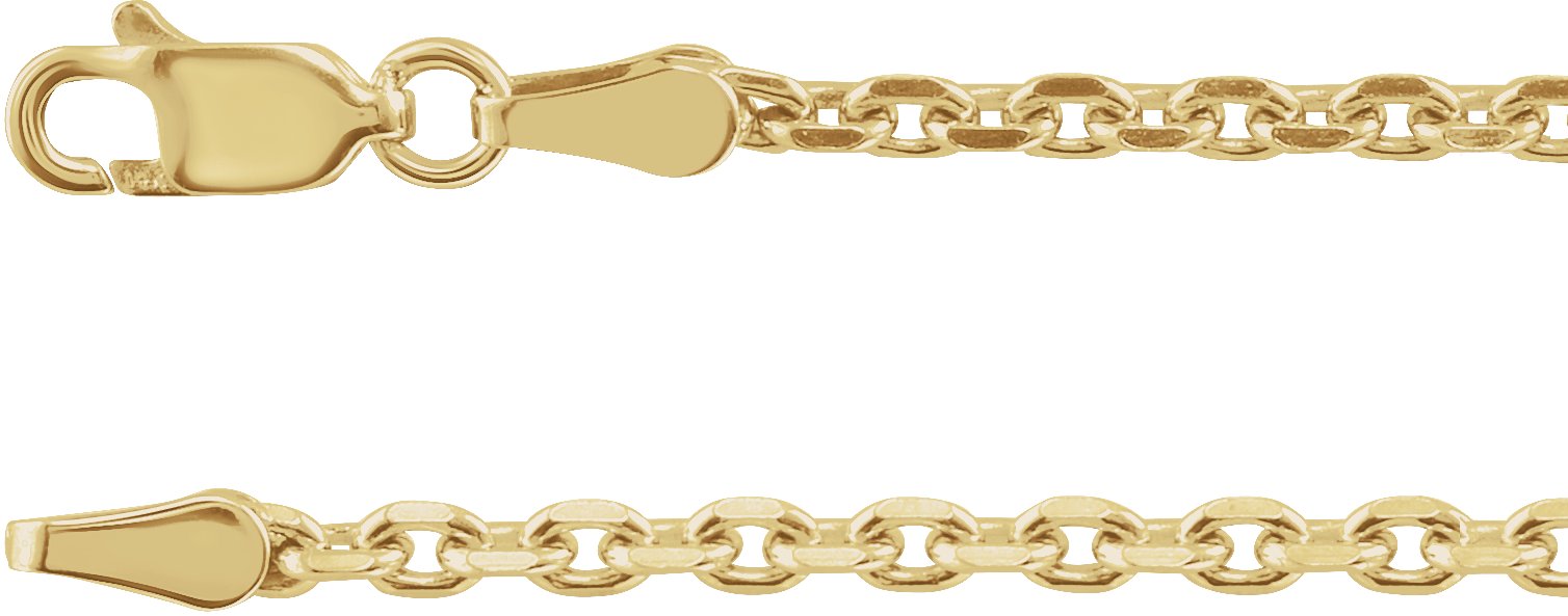14K Yellow Gold 2.5 mm Diamond-Cut Cable 7" Chain