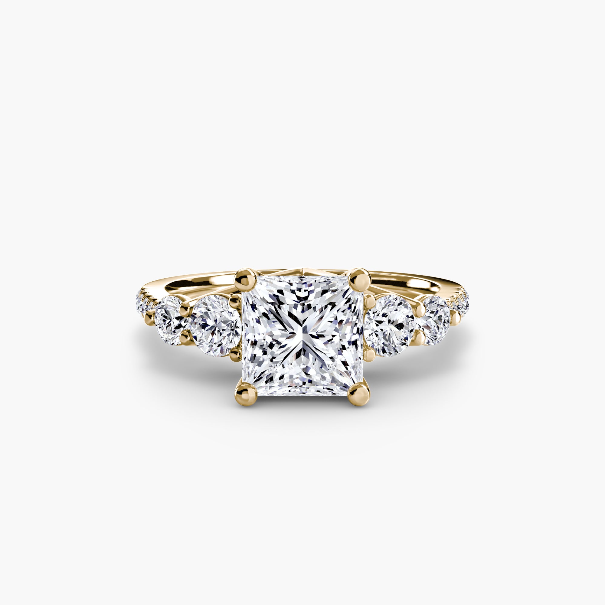 Five Stone Ring with Pavé Band