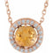 14K Rose Natural Citrine & .05 CTW Natural Diamond Halo-Style 16