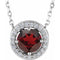 Platinum Natural Mozambique Garnet & .05 CTW Natural Diamond Halo-Style 16