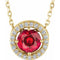 14K Yellow Lab-Grown Ruby & .05 CTW Natural Diamond Halo-Style 16