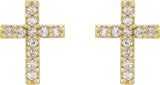 14K Yellow Gold .05 CTW Natural Diamond Cross Earrings