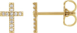14K Yellow Gold .05 CTW Natural Diamond Cross Earrings