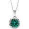 14K White Lab-Grown Emerald & .04 CTW Natural Diamond 18