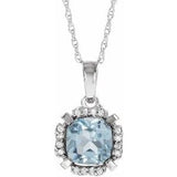 14K White Natural Sky Blue Topaz & .04 CTW Natural Diamond 18" Necklace