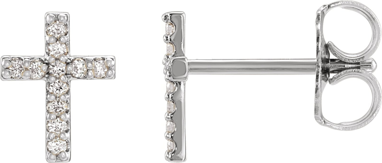14K White Gold .05 CTW Natural Diamond Cross Earrings
