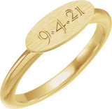 14K Yellow Gold 13x5.5 mm Oval Signet Ring