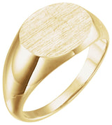 14K Yellow Gold 14x12 mm Oval Signet Ring