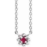 Platinum Lab-Grown Ruby Beaded Youth 16" Necklace
