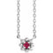 Platinum Lab-Grown Ruby Beaded Youth 16