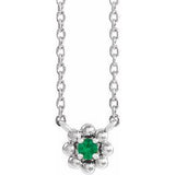 Platinum Lab-Grown Emerald Beaded Youth 16" Necklace