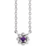 Sterling Silver Natural Amethyst Beaded Youth 16" Necklace
