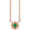 14K Rose Lab-Grown Emerald Beaded Youth 16