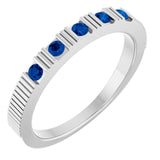 14K White Natural Blue Sapphire Stackable Ring