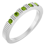 14K White Natural Peridot Stackable Ring
