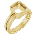 18K Yellow 7 mm Asscher Ring Mounting