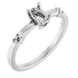 Platinum 6x4 mm Oval Accented Ring Mounting