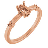 14K Rose 6x4 mm Oval Accented Ring Mounting