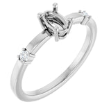 14K White 6x4 mm Oval .05 CTW Natural Diamond Semi-Set Ring