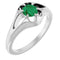 14K White Natural Emerald Belcher Ring