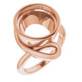 14K Rose 12 mm Round Ring Mounting
