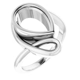 14K White 12x8 mm Pear Ring Mounting